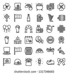 Feast of Saint Patrick vector set, line style icon