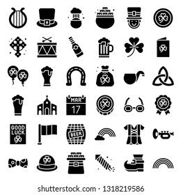 Feast of Saint Patrick vector set, solid style icon