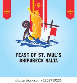 The Feast of St Paul's Shipwreck. Malta fest abstract background.