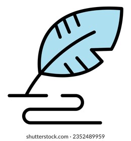 Feather art icon outline vector. Class artist. Design kid color flat