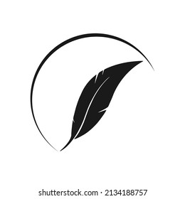 feather art incorporated with graphic element, Logo design concept for writer, author or lawyer