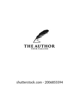 Feather, author logo design, vector in white background