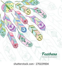 Feather background with copy space for text. Vector illustration.