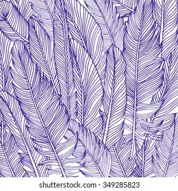 Feather background, hand drawn in vector.