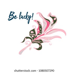 feather, be lucky, vector abstract print and slogan