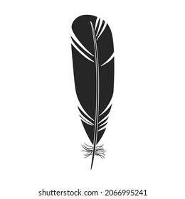 Feather of bird black vector icon.Black vector illustration watercolor of pen. Isolated illustration of feather of bird icon on white background.