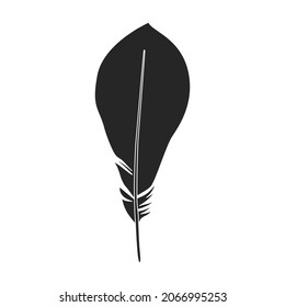 Feather of bird black vector icon.Black vector illustration watercolor of pen. Isolated illustration of feather of bird icon on white background.