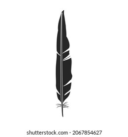 Feather of bird black vector icon.Black vector illustration watercolor of pen. Isolated illustration of feather of bird icon on white background.