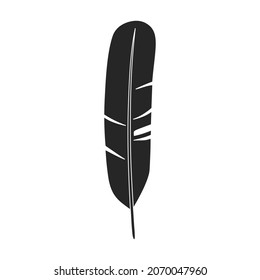 Feather of bird black vector icon.Black vector illustration watercolor of pen. Isolated illustration of feather of bird icon on white background.