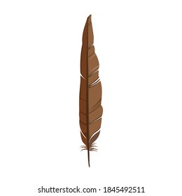 Piel del icono vectorial de dibujos animados.Dibujo vectorial de dibujos animados acuarela de la pluma. Ilustración aislada del icono de pluma de pájaro sobre fondo blanco.