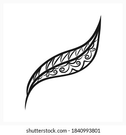 Feather of bird icon isolated on white. Zentagle coloring page book. Vector stock illustration. EPS 10