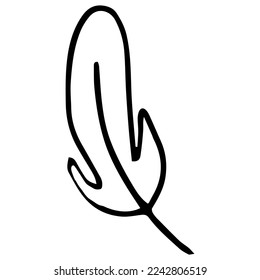 Feather of bird icon isolated on white. Coloring page book. Vector stock illustration. EPS 10