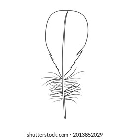 Feather Vogel Vektorsymbol. Vektorgrafik-Quill auf weißem Hintergrund. Einziger Umriss-Illustrationssymbol für Federvogel .