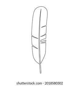 Icono de contorno del vector de la pluma. La ilustración vectorial se desvanece en el fondo blanco. Icono de ilustración de contorno aislado de pájaro pluma.