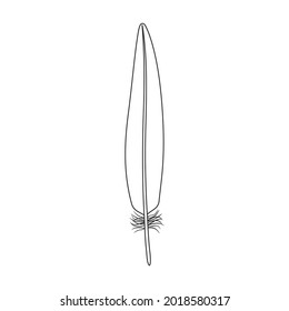 Feather bird vector outline icon. Vector illustration quill on white background. Isolated outline illustration icon of feather bird .
