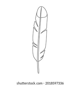 Icono de contorno del vector de la pluma. La ilustración vectorial se desvanece en el fondo blanco. Icono de ilustración de contorno aislado de pájaro pluma.