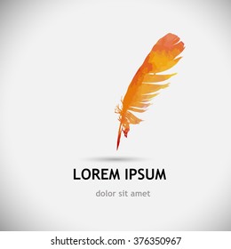 Feather bird watercolor. Vector