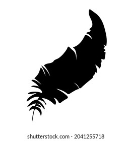 Feather of birds. Black feather silhouette for logo vector set