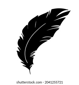 Feather of birds. Black feather silhouette for logo vector set