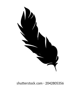 Feather of birds. Black feather silhouette for logo vector set