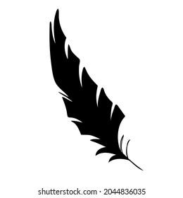 Feather of birds. Black feather silhouette for logo vector set