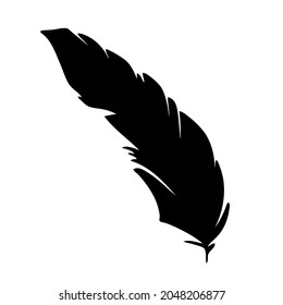 Feather of birds. Black feather silhouette for logo vector set