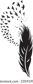Feather with birds Clipart, Feathers SVG svg