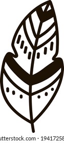 Pluma con detalles negros , ilustración, vector sobre fondo blanco