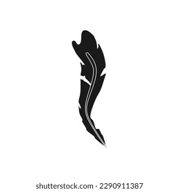 Feather black fill icon. Vector illustration template in trendy style. Editable graphic resources for many purposes.