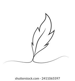 Icono de la pluma negra. Símbolo de pluma lineal sobre fondo blanco. Ilustración vectorial.