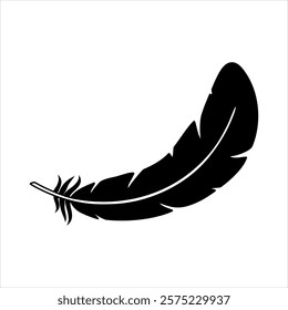 Feather black isolated on white background. Vector icon for app, logo и and etc