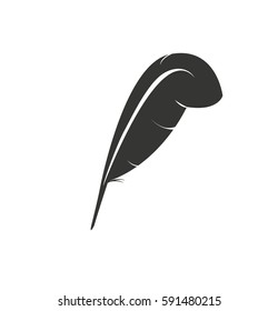 Feather black isolated vector icon. Authorship concept.