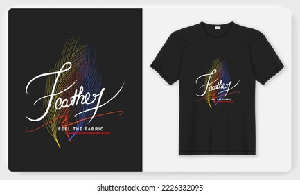 Feather Black Printed T Shirt Design Vector Graphic Resource 