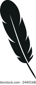 Feather black silhouette. Writing symbol. Bird quill