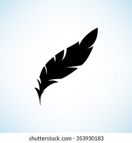 Feather -  black vector icon