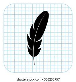 Feather - black  vector icon