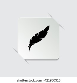 Feather  - black vector icon