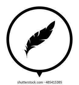 Feather - black vector  icon; map pointer