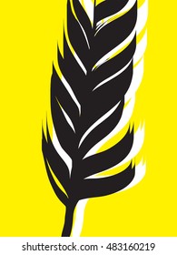Feather black and white drawing,vector illustration 
