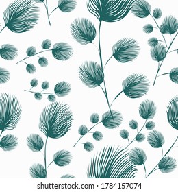 Feather Blue duster design pattern. Vector illustration seamless pattern for fabric, textile, gift wrapping, background, wallpaper, bullet journal, scrapbooking 