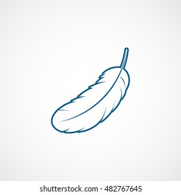 Feather Blue Line Icon On White Background