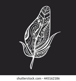 Feather. Boho collection. Tribal vector illustration.