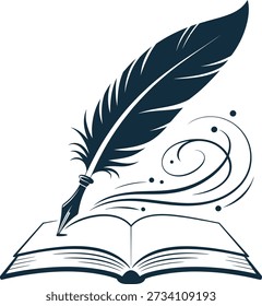 Feather and book blue design  