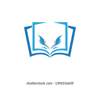 Feather with book icon logo vector