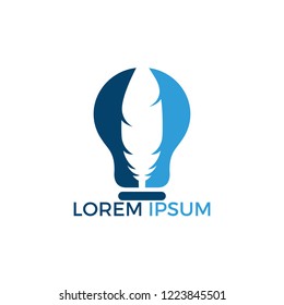 Feather bulb logo design. Educational and institutional logo design template.