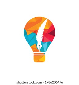 Diseño del logotipo de la lámpara de plumas. Plantilla de diseño de logotipo educativo e institucional.