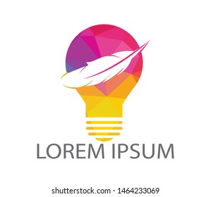 Feather bulb logo design. Inspire Writer Logo design. Educational and institutional logo design template.