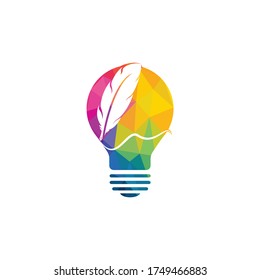 Feather bulb logo design. Inspire Writer Logo design. Education and publication logo concept.