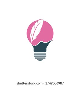 Feather bulb logo design. Inspire Writer Logo design. Education and publication logo concept.