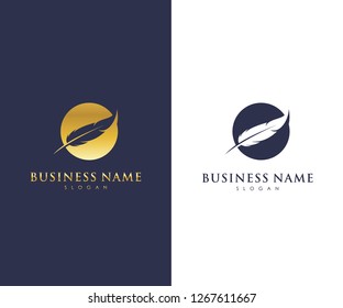 Feather Business Logo Template, Mild, Simple, Nature Elegant Logo Vector Design Eps 10 with luxury gold color